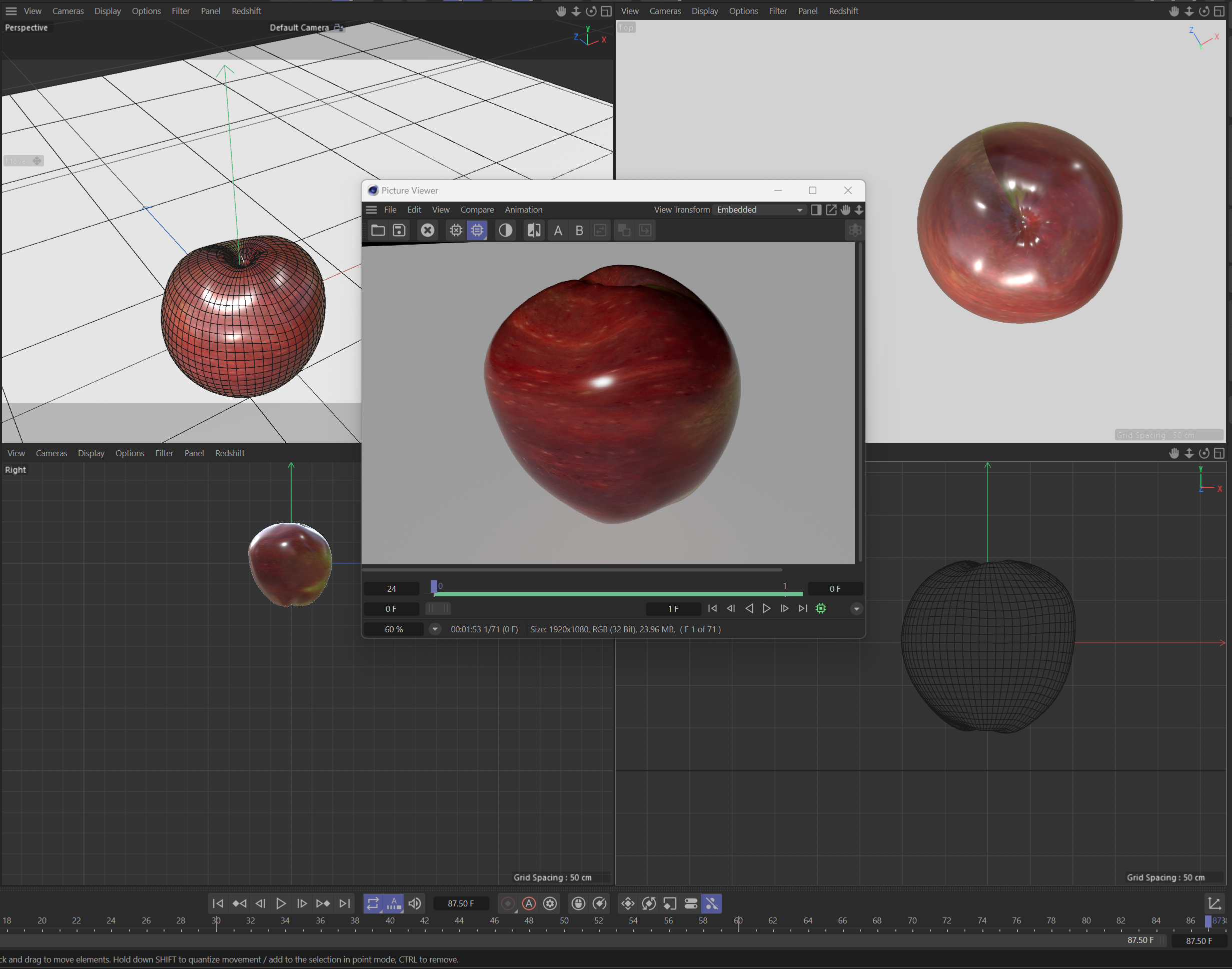 My current best attempt on rendering and re-creating the natural profile of the apple.